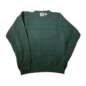 Cape Isle Mens Pullover Knit Crew‎ Neck Sweater Sz Medium Multicolor Green